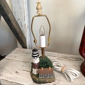 Vintage Ceramic Lighthouse Small Lamp Cord with Switch Nautical